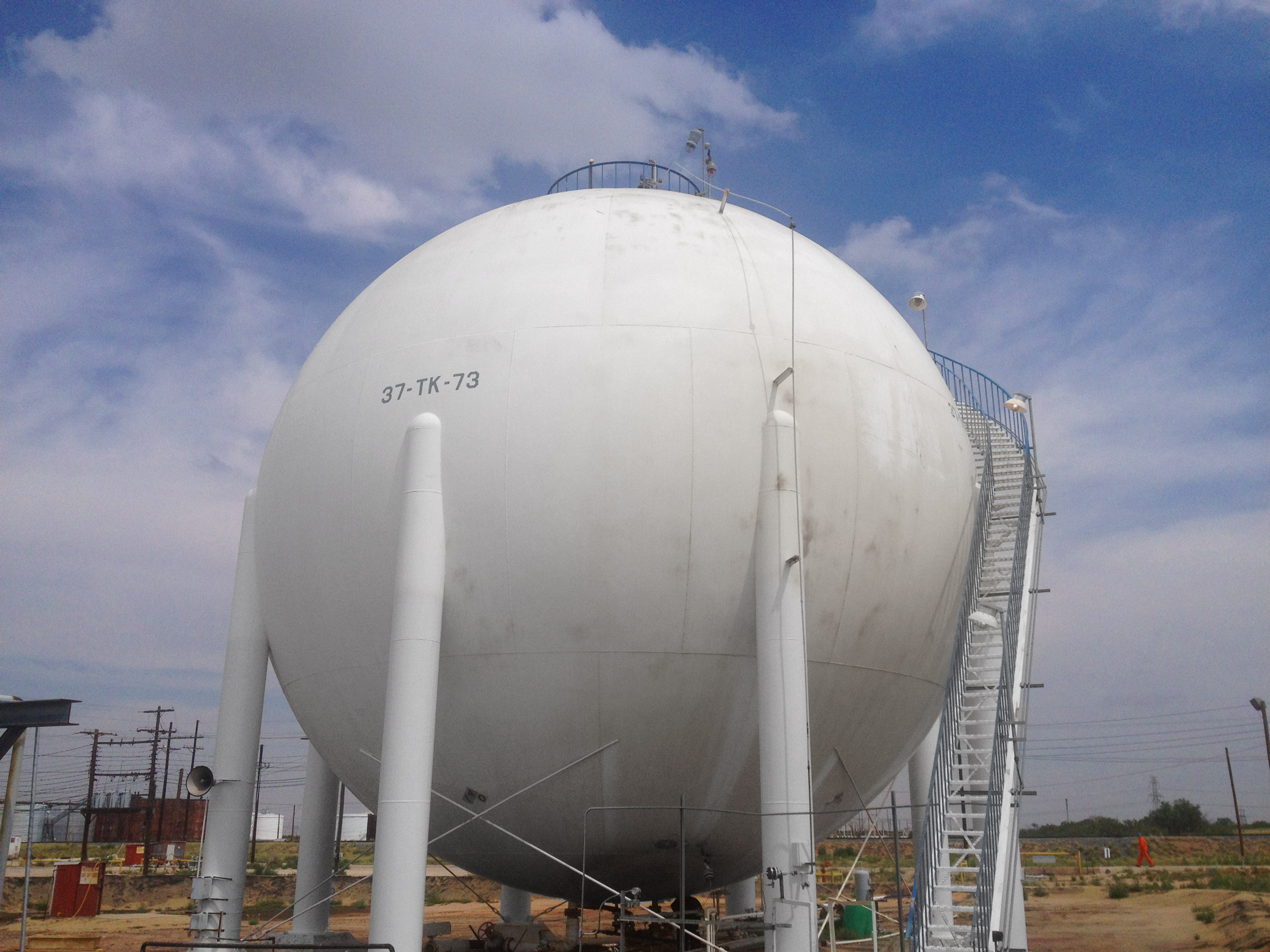 image of isobutane storage sphere